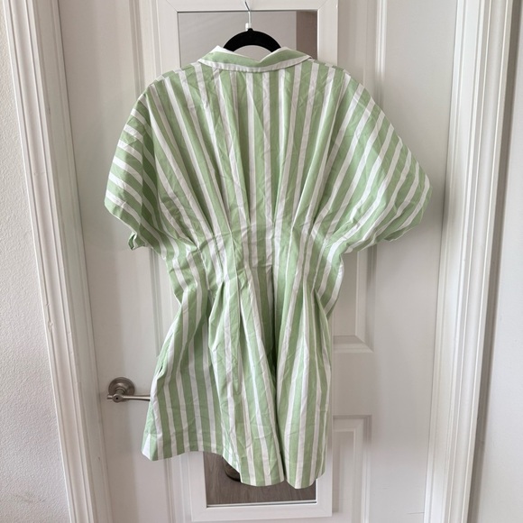 New Anthropologie EXQUISE TOBI MINI SHIRT DRESS GREEN STRIPE - XL - Picture 5 of 7